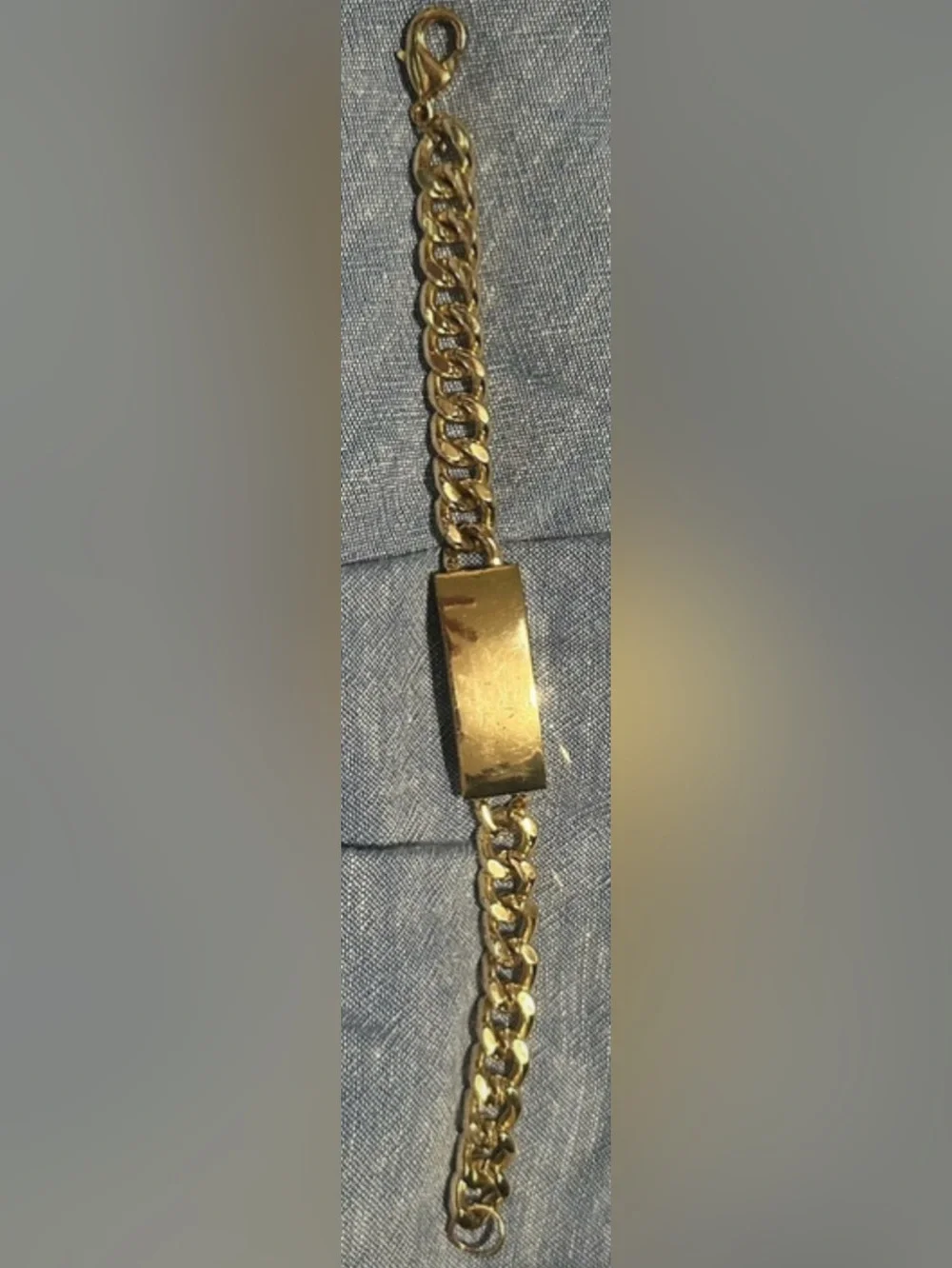 Y2K engravable Gold Tone Chunky Chain ID Bracelet